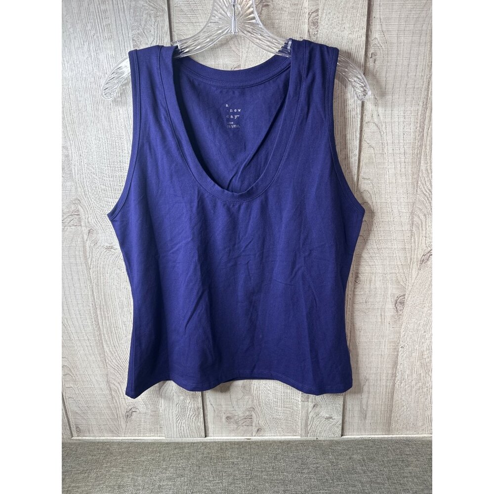 A. New Day Womens Sleeveless Tank Top Navy Blue Large Summer Cruise Beach